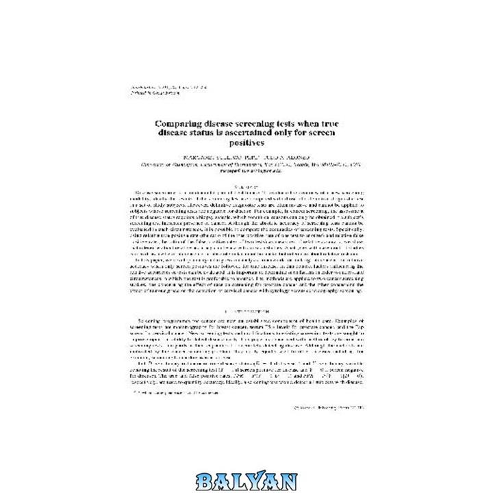 دانلود کتاب Comparing disease screening tests when true disease status is ascertained only for screen positives